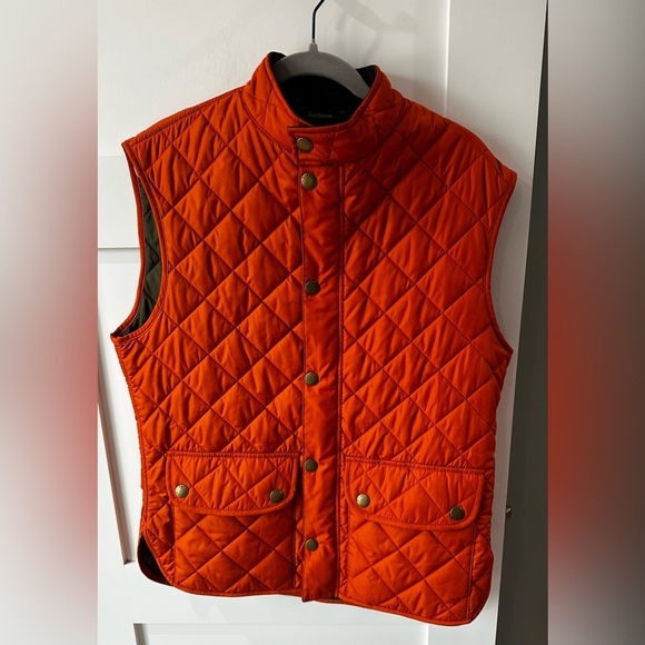 Barbour Lowerdale Quilted Gilet Vest Orange Men's L